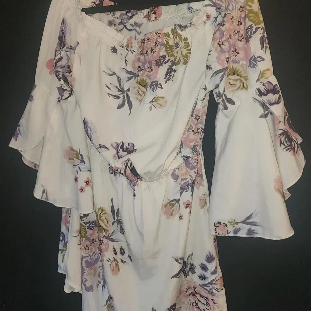 White floral dress with pink